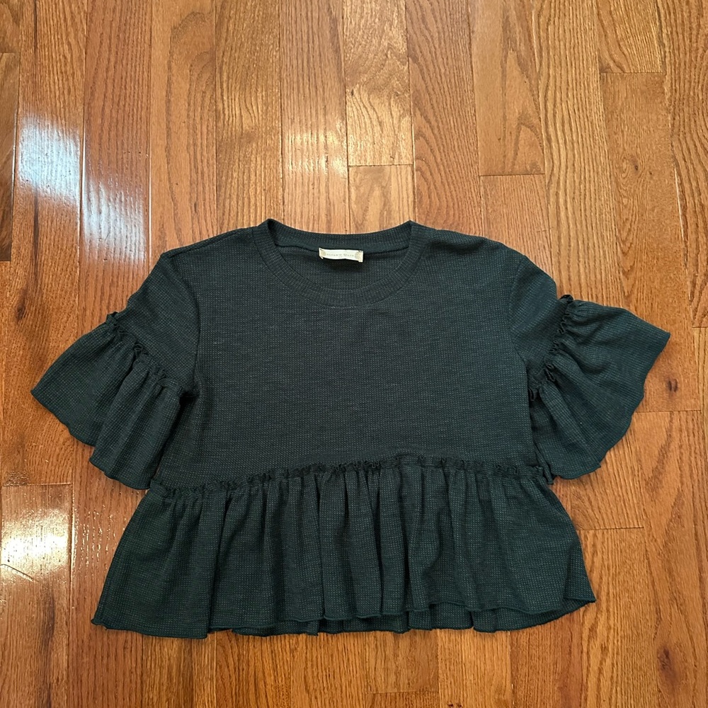 Altar’d State flowy ruffle babydoll dark green top women’s size xs worn once